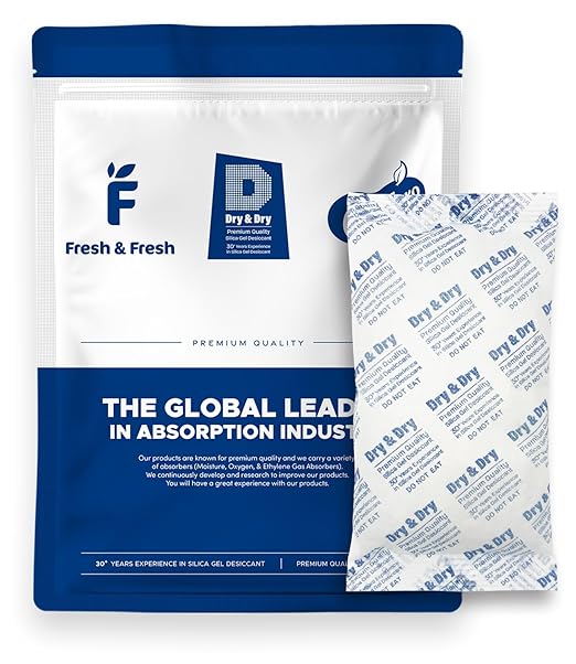 Dry & Dry 300 Gram [5 Packets] Silica Gel Packets Desiccants, Silica Packets - Rechargeable Silica Gel Packs, Moisture Absorbers, Desiccants Packets, Silica Gel
