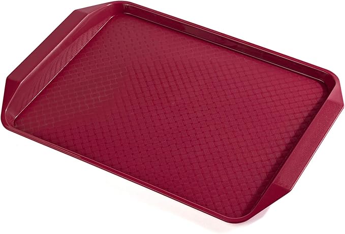 Aebeky Plastic Fast Food Tray,16.7 by 11.8-Inch,Set of 12 (Wine Red)