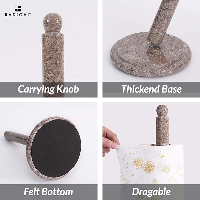 RADICALn Marble Paper Towel Holder Countertop 12.5" Inch Oceanic Handmade Toilet Paper Towels Stand for Bathroom Counter, Hand Papertowel Holders for Home and Kitchen Décor