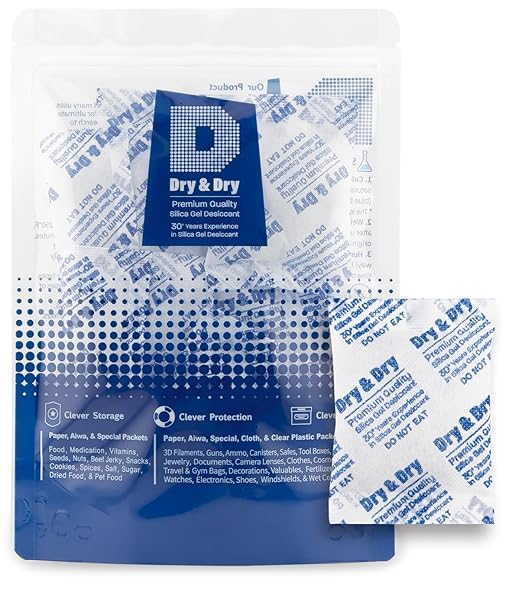 Dry & Dry 20 Gram [10 Packets] Silica Gel Packets Desiccants, Silica Packets - Rechargeable Silica Gel Packs, Silica Gel Packets, Desiccants Packets, Silica Gel