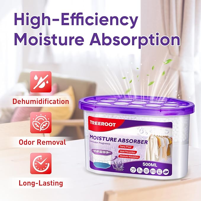 16 Pack Moisture Absorbers, 10.5 OZ Humidity Absorber Bucket, Moisture Absorbers for Closet, Dehumidifier Bucket for Wardrobes (Lavender Scent), Kitchens and Bathrooms