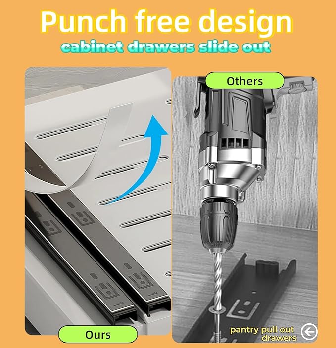 RAKSONIC Non-punch Retractable Cabinet Pull-Out Basket, Perfect for Housewives and Culinary Enthusiasts,Pull-Out Ahelf Kitchen Storage Device for Sinks and Drawers.(Grey-Large)