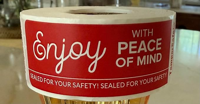 Angel's Peel Lounge Tamper Proof Stickers Roll — Tamper Evident Stickers for Takeout Containers, Drink Lids, Delivery Bags, Writable Self Adhesive Seal Tape Labels for Security - 1x3in 250-COUNTS, RED