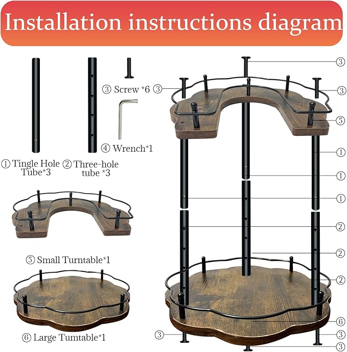 LIAISIMI 2 Tier Lazy Susan Organizer,2-Tier Spinning Spice Rack with Stable Carousel Base & 4 Height Settings for Cupboard Kitchen Countertop Dining Table Cupboard (Petal Shape)
