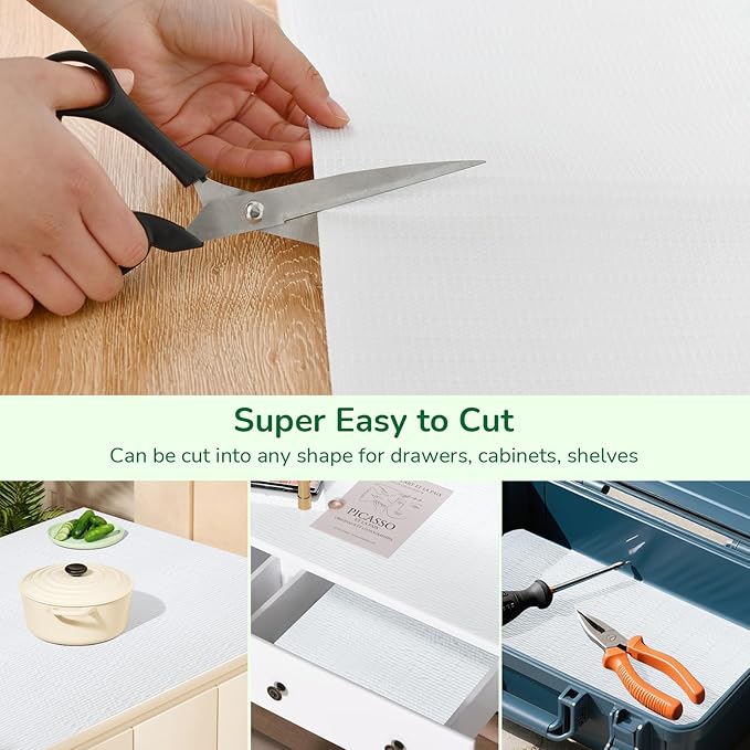 Shelf Liner and Cabinet Liner for Kitchen, Non-Slip Non-Adhesive Drawer Liners for Cabinets and Cupboard, Dresser, Shelves, Tool Box, Pantry, Thickened Easy Install, Strong Grip, 23.6in x 20FT, White