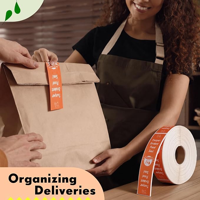 1000 Pieces Tamper Proof Stickers Safety Stickers for Food Delivery 1.5 x 6 Inches Tamper Seal Proof Tape Safe Labels Sealed for Freshness Drink Food Container Pizza Boxes (Orange)