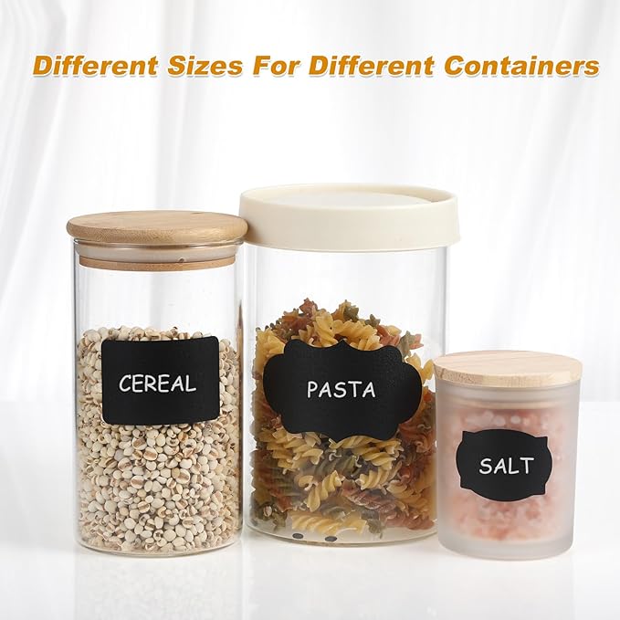 130 Pieces Basket Labels Clip Set for Storage Bins 24 Kitchen Basket Label Removable Clips, 104 Pantry Stickers and 2 Chalk Mark for Organizing Containers Drawers Baskets