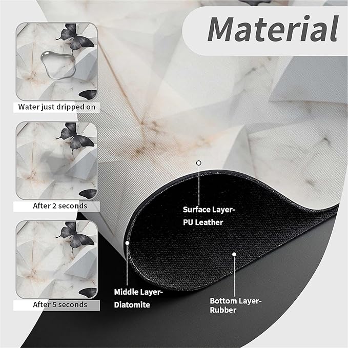 Kitchen Sink Splash Guard，marble butterfly golden Faucet Mat Sink Gadgets-Super Absorbent Fast Drying Mat Drip Catcher for Kitchen, Bathroom,Sink Mat, Dish Drying Mat, Bathroom(15" X 5.5" )