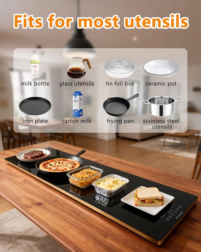 Electric Warming Tray,Extra Large Food Warming Mats with Temp-Settings & Timmer,Full Surface Heating Electric Food Warmer Mat Keep Food Warm at Buffet, Party, Sabbath, Daily Use (XXL(40 * 14"))