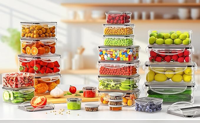 AISOON 40 Pcs 85oz Large Food Storage Containers with Lids, Reusable Meal Prep Containers for Kitchen Storage, Airtight Leakproof & BPA-Free Freezer, Microwave & Dishwasher Safe