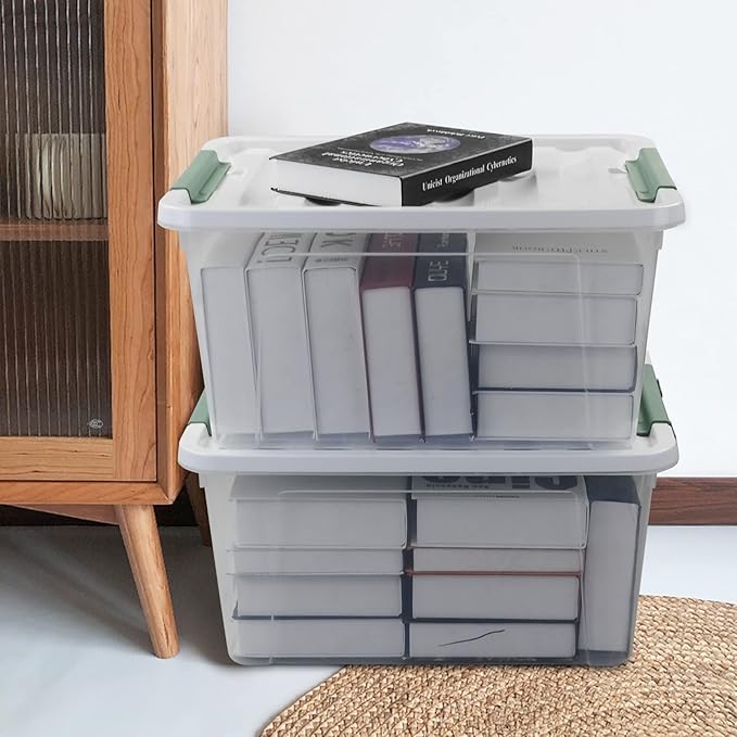Jekiyo 32 Quart Clear Storage Boxes with Lid, 4 Packs, Multipurpose Plastic Storage Container Bin