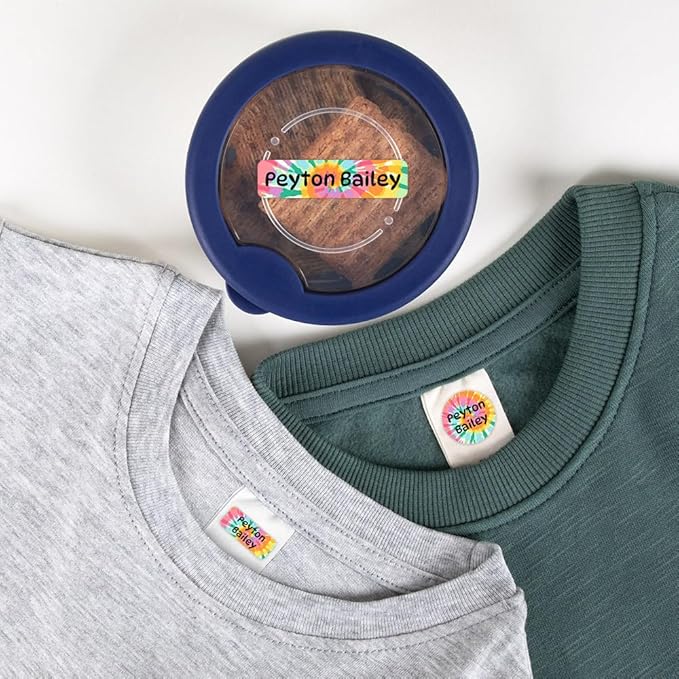 Name Bubbles - Kids Custom Name Labels for Daycare, School, Camp (144 Labels) - Personalized Waterproof Name Stickers for Clothes Tags, Lunch Boxes, Water Bottles, & School Supplies (Tie-dye Art)