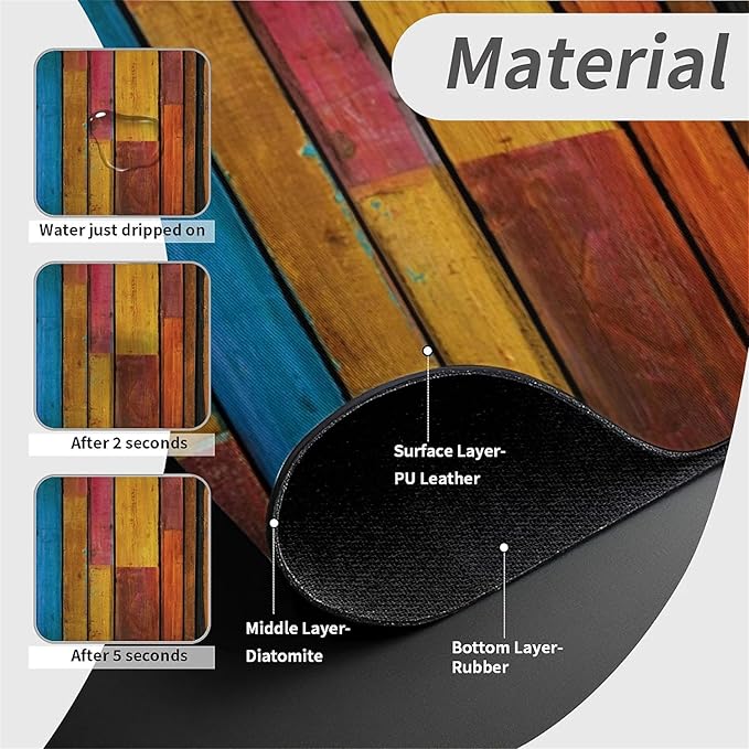 Kitchen Sink Splash Guard，Colorful wood grain Faucet Mat Sink Gadgets-Super Absorbent Fast Drying Mat Drip Catcher for Kitchen, Bathroom,Sink Mat, Dish Drying Mat, Bathroom(15" X 5.5" )