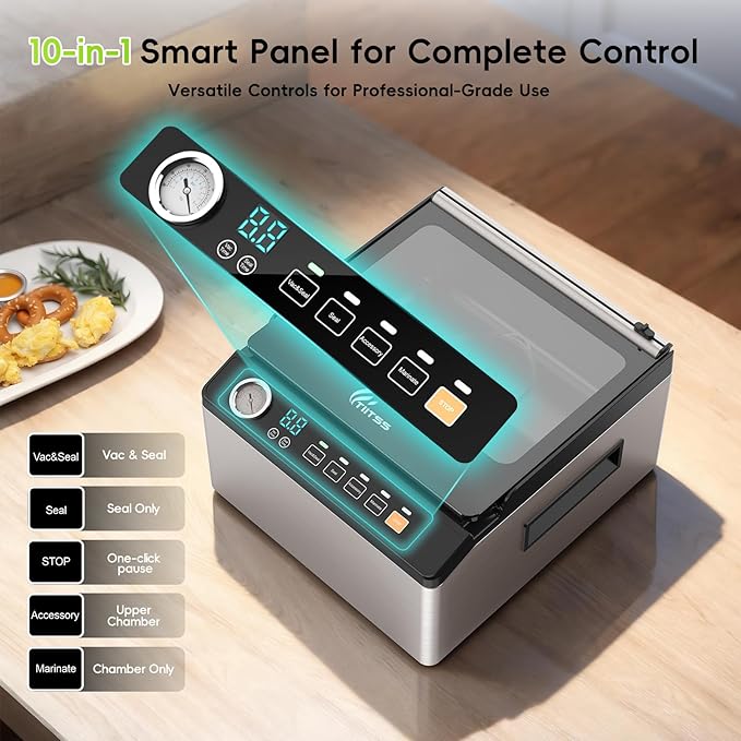Chamber Vacuum Sealer for Food, 230W Commercial Food Saver Vacuum Sealer Machine, Meat Vacuum Packing Machine with 11.5" Seal Bar for Liquid-Rich Wet Foods, Cooking Sous Vide, Liquids, Powders, Sauce