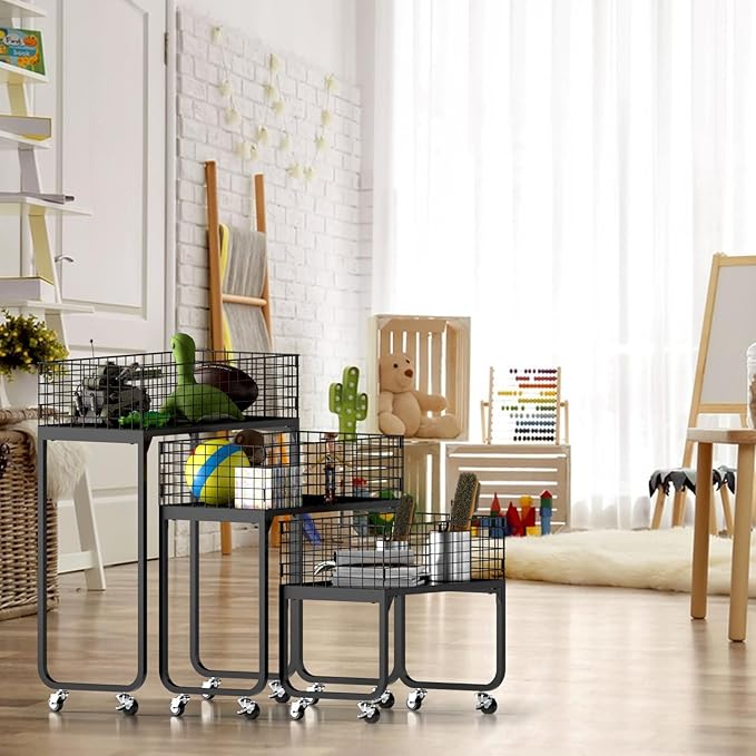 3-Tier Storage Rack Cart - Metal Shelving Unit with Wheels Kitchen Storage Garage Organizer Pantry Shelves Rolling Utility Shelf for Fruit and Vegetable Storage,Office/Bedroom/Basement