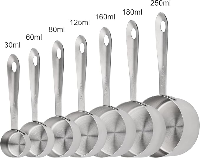 Viwehots Measuring Cups and Spoons Set 16, 18/8 Stainless Steel Measuring Cups and Spoons for Dry&Liquid, 7 Metric&US Measing Cups &6 Measuring Spoons &Measure Equivalents for Kitchen&Baking