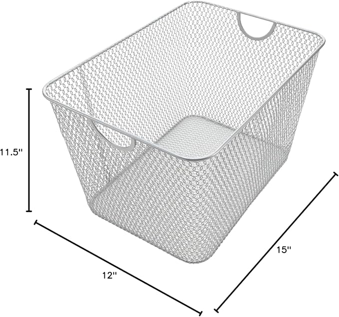 YBM HOME Kitchen Pantry Organizer Wire Basket for Shelves, Cabinets, Pantry, Countertop, Mesh Open Storage Bin Metal Basket for Organizing Food Supplies 14 x 10 x 9, Pack of 6, Silver