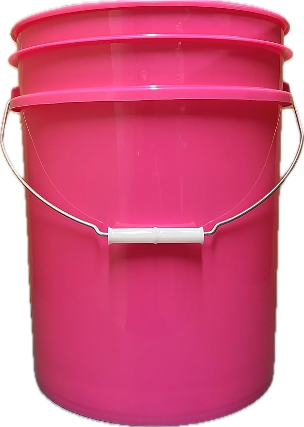 House Naturals 5 Gallon Food Grade, BPA Free, Made in USA, Plastic Bucket, 3 Colors, (Pack of 3) (5G-Pink-Magenta-Purple HN Black lids)