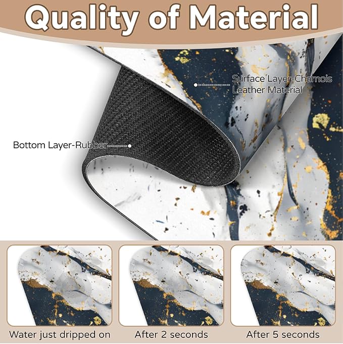 1 PC 15.4*5.7 Inch Absorbent Faucet Mat for Kitchen Sink Splash Guard Fast Drying Kitchen Faucet Mat for Bathroom Kitchen Marble