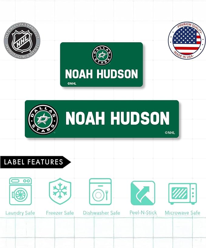 NHL Hockey Labels - Custom Peel and Stick, Waterproof Labels - Great for Organization, Sports, School, Day Camp Label - 155 Pack (Dallas Stars)