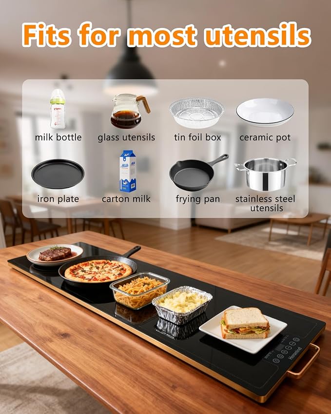 Electric Warming Tray,Extra Large Food Warming Trays with Temp-Settings & Timmer,Full Surface Heating Electric Food Warmer Mat Keep Food Warm at Buffet, Party, Sabbath, Daily Use