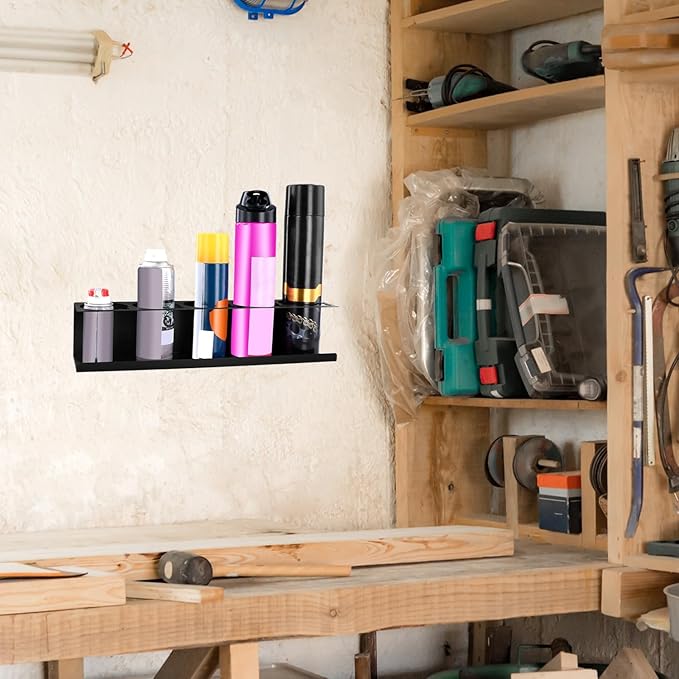 QWORK Heavy-Duty Aerosol Spray Can Holder Rack Organizer, Steel, Powder-Coated, Holds 20 Cans, 4 Pcs, Multipurpose Wall, Toolbox, Cart Mount, No Assembly Required