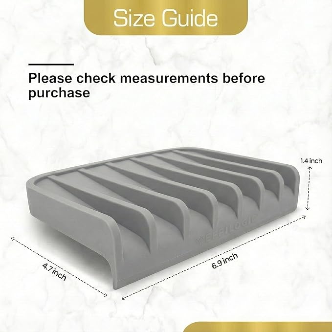 Effilogic Silicone Sponge Holder – Self-Draining Kitchen Sink Organizer, Quick Dry Mat and Counter Protector – Dishwashing Accessories for Sponges, Brushes, and Soap - Medium Grey