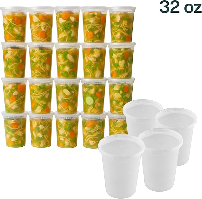 ProTakeOut, Heavy-Duty PP Deli Containers with Lids - 32oz PP Deli Container, 24 sets