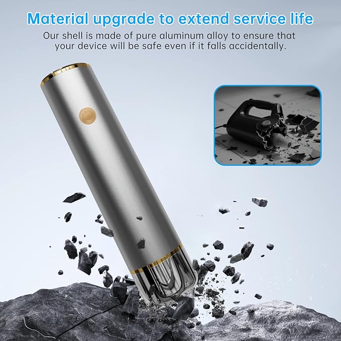 Vacuum Sealer for Food with Digital Display,Handheld Vacuum Sealer Machine with Strong Suction, Upgraded Aluminum Alloy Body, Double Capacity Battery, Bag Sealer for Sous Vide & Storage (Silver)
