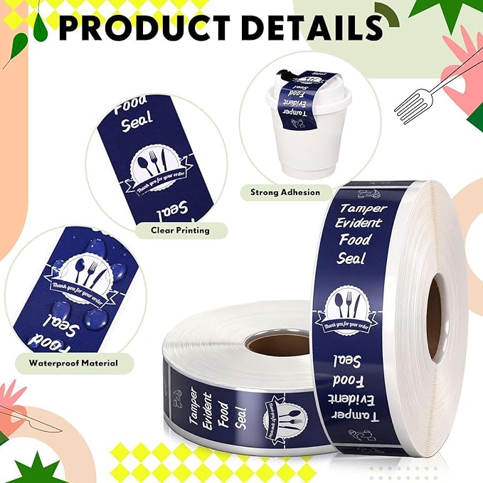 1000 Pieces Tamper Proof Stickers Safety Stickers for Food Delivery 1.5 x 6 Inches Tamper Seal Proof Tape Safe Labels Sealed for Freshness Drink Food Container Pizza Boxes(Blue)