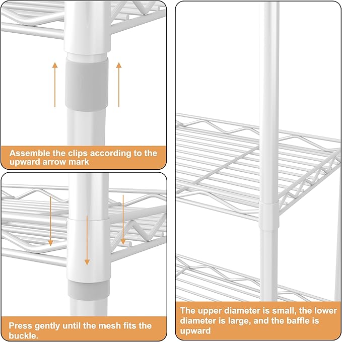 HOMEFORT 5-Tier Wire Shelving 5 Shelves Unit Metal Storage Rack Durable Organizer Perfect for Pantry Closet Kitchen Laundry Organization in White
