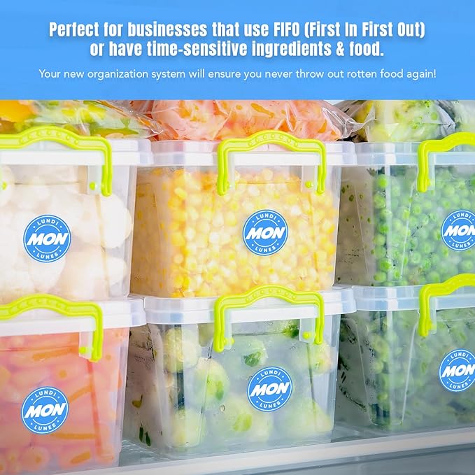 Easy Identification Date Stickers 7,000 Days of The Week Stickers – Monday 3/4" Days of The Week Food Labels – Day Dots for Food – Restaurant Supplies – Best by Commercial Kitchen Supplies