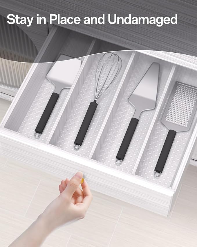 Shelf and Drawer Liner for Kitchen Cabinet, Non-Adhesive 12in x 120in Waterproof Contact Paper Refrigerator Liners Thickened Durable EVA Material Non Slip Mat for Dresser Cupboard Pantry Protector