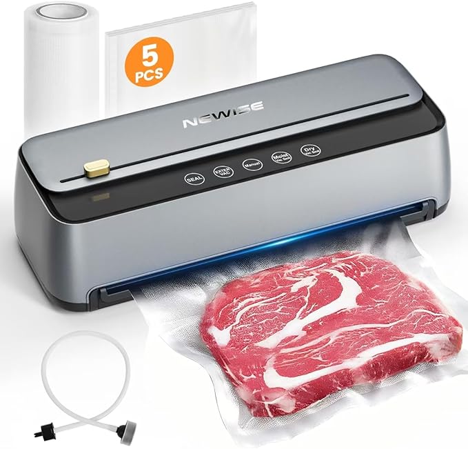 Automatic Vacuum Sealer Machine - Christmas Kitchen Gifts, 85Kpa Powerful Suction for Dry and Moist Food Preservation, External Hose & Bag Cutter, Leakproof Seal, Self-Cleaning Mode