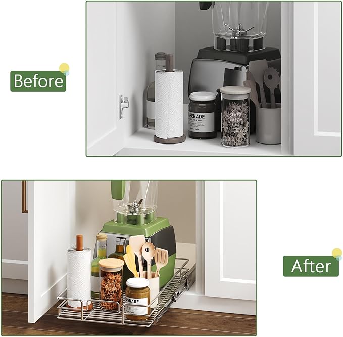 MODCART Pull Out Cabinet Organizer 19½" W x 21½" D, Heavy Duty Cabinet Pull Out Shelves, Slide Out Drawers Organization for Kitchen Cabinets Bathroom