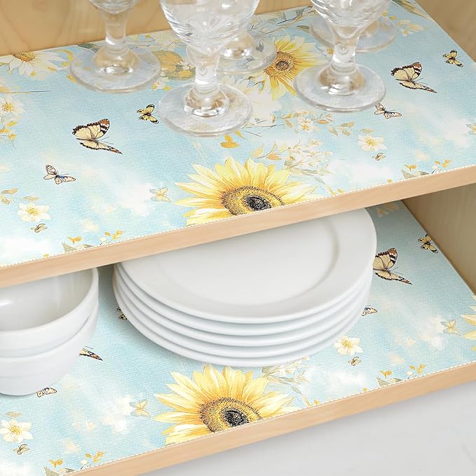 Shelf Liner for Kitchen Cabinets Non Adhesive Drawer Liner,Cabinet Liner for Shelves,Non Slip Kitchen Drawer Liners for Dresser,Waterproof Shelf Paper for Refrigerator,Cupboard,12In x 10FT