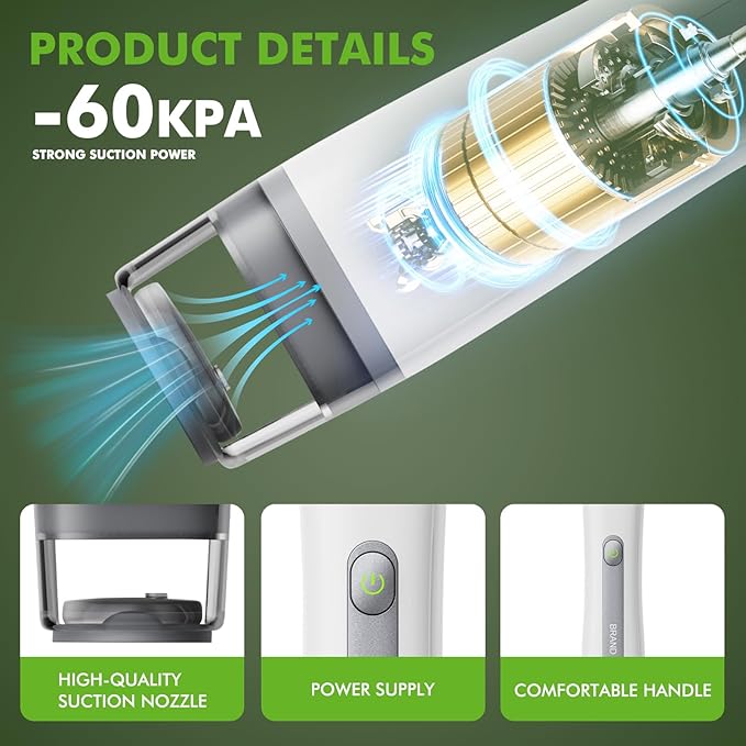 Handheld Vacuum Sealer for Food Storage, One-Touch Operation, Auto Water Removal, Portable Design (Ivory white)