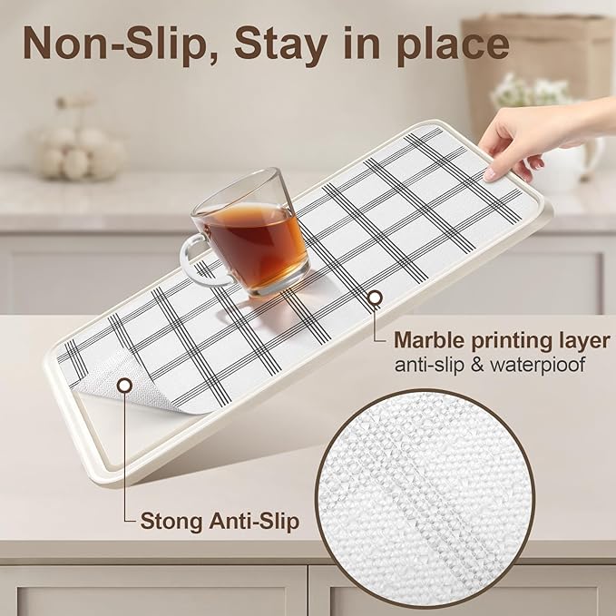Drawer and Shelf Liner for Kitchen Cabinet, Non-Adhesive Cabinet Liner, Non-Slip Drawer Liner, Waterproof Cupboard Liners, Kitchen Shelf Liner Easy to Clean, Protect Dresser/Shelves/Table