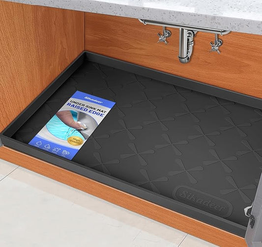 SIKADEER 22" x 19" Under Sink Mat Waterproof, Silicone Mat Kitchen Drawer Shelf and Cabinet Liner, Sink Protector for Kitchen Organizers and Storage, Boot Tray Pet Food Mats