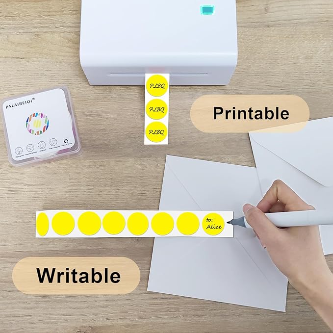 1 Inch Round Thermal Sticker Labels,Color Dot Stickers,Label Stickers,Waterproof,Oil Proof,for Thermal Printers,DIY,Office,Retail,Home and Warehouse Organization(Yellow,1000 Pcs)