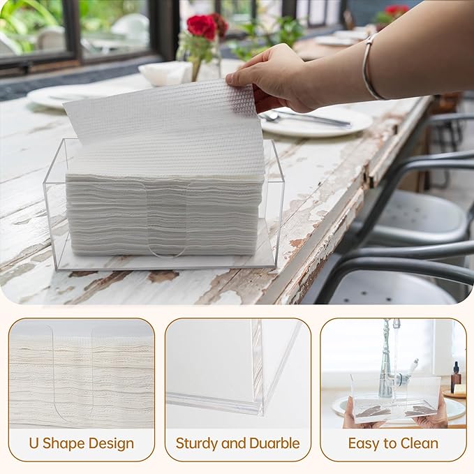 4Pack Acrylic Countertop Paper Towel Holder, Paper Towel Dispenser Countertop, Clear Acrylic Napkin Holder(3mm) Z-Fold, C-fold or MultiFold Trifold Paper Towels for Bathroom,Toilet, Kitchen