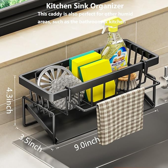 27 Inch Kitchen Sink Drop in Stainless Steel Top Mount Sink with Brushed Finish, Single Bowl Workstation Sink with Basket Strainer and Kitchen Sink Organizer, 26.8"D x 17.7"W x 8.3"H
