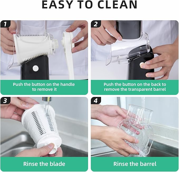 REDPANT 5 in 1 Rotary Cheese Grater, Manual Hand Crank Cheese Grater With Reinforced Suction & 5 Interchangeable Blades, Multifunctional Cheese Shredder, Easy to Use and Clean, Black