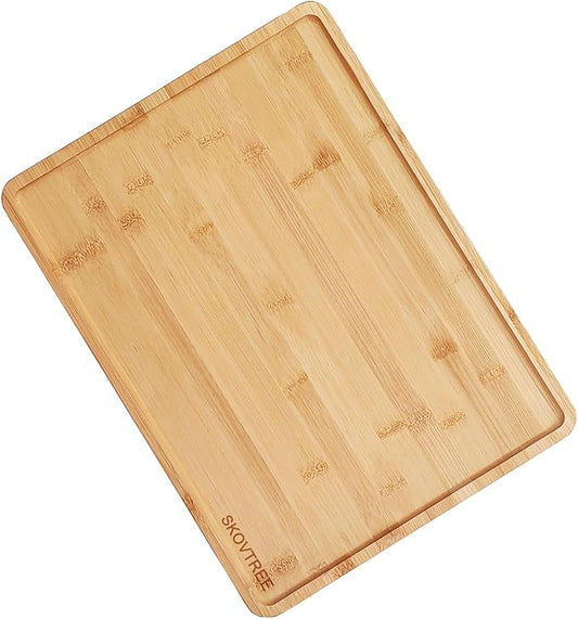 Skovtree Bamboo Serving Tray, Food Tray for Eating and Serving Coffee, Tea, 15.8x11.8 Inch