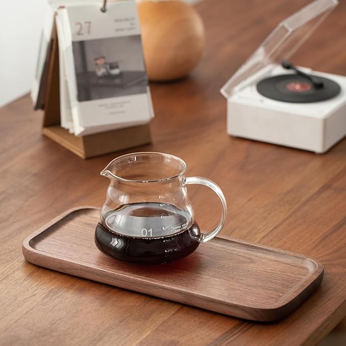 Vandroop Wood Serving Tray, Small Trays for Storage, Rectangle Wooden Plates for Serving Food, Tea and Coffee, Decorative Vanity Tray for Bathroom, Tray for Kitchen Counter(Set of 2, Walnut)