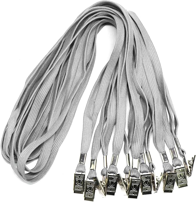 Ollain Badge Lanyards Neck Bulk Cruise Lanyards Lanyard with Clip for ID Card Name Tags Badge Holders (Gray, 100 Pack)