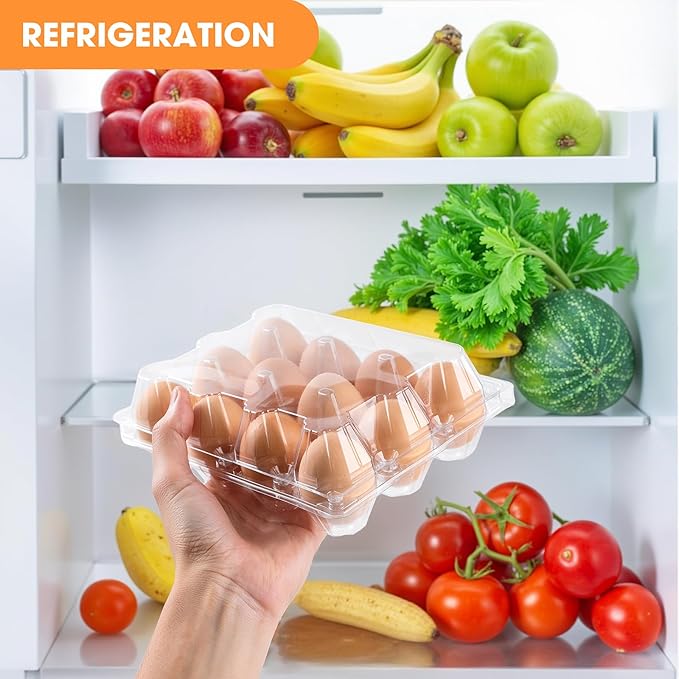 55 Pack Clear Egg Cartons Cheap Bulk,Plastic Egg Carton Bulk 15 Count,Reusable Egg Holder, Medium Egg Containers for Chicken Eggs 3x5 Grids