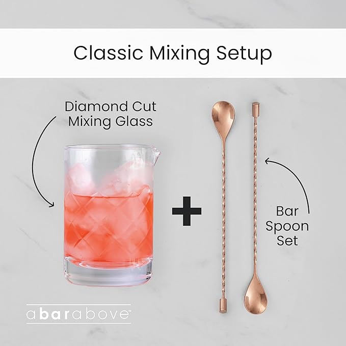 A Bar Above Cocktail Mixing Glass, Botanica Crystal Stirring Pitcher, Thick Weighted Base for Stable Stirring, 18 Oz Drink Mixer, Bar Accessories, Ideal for Craft Cocktails at Home or Bars