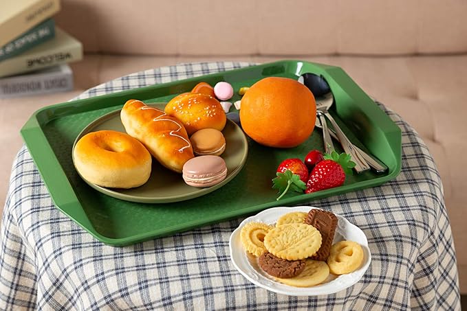 Aebeky Plastic Fast Food Tray,16.7 by 11.8-Inch,Set of 12 (Green)