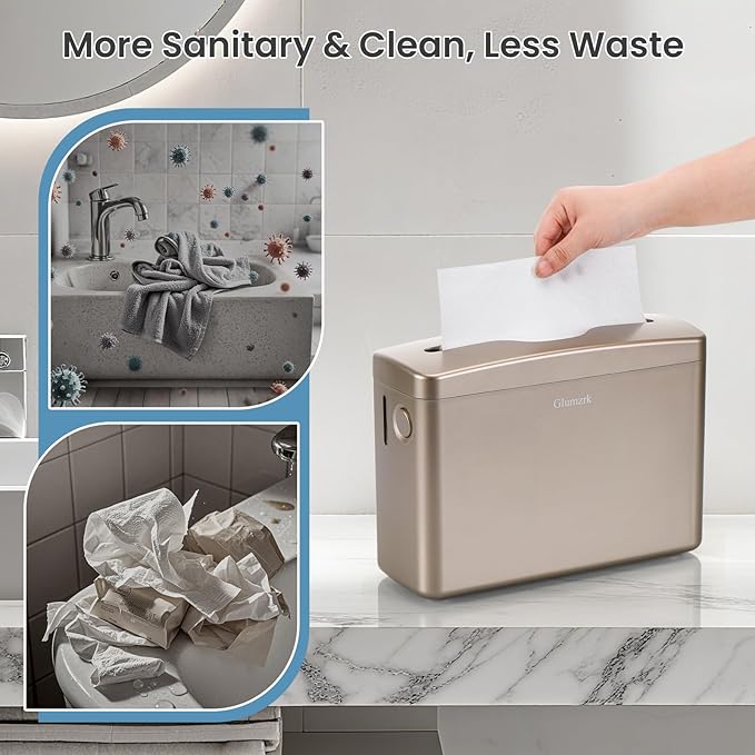 Countertop Paper Towel Dispenser Universal Fit for Multifold, Z-Fold Trifold Hand Towels, Commercial Napkin Dispenser for Bathroom Home Kitchen Toilet ABS Paper Towel Holder (Champagne Gold)
